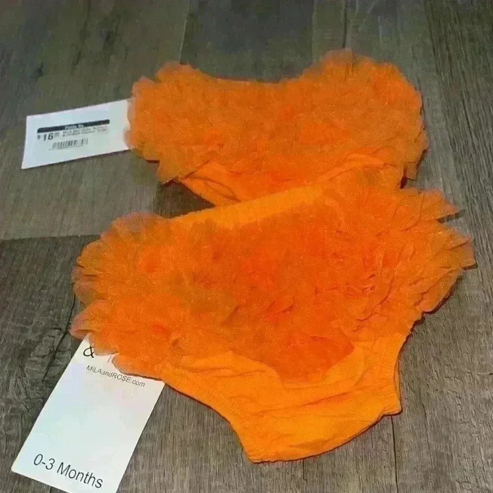 MILA & ROSE RUFFLE BLOOMER ORANGE 0/3 MONTHS - Picture 3 of 6